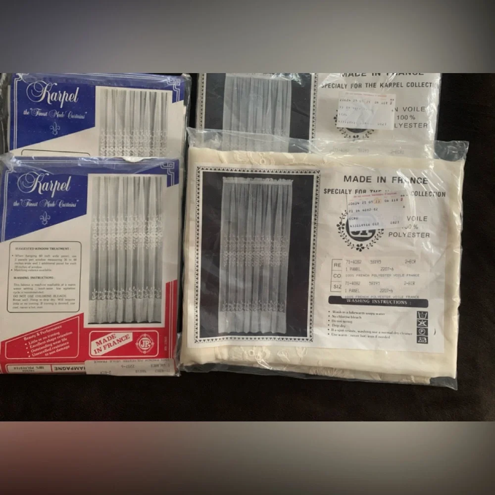 KARPEL Vintage embroided valances/ JP panels (2) each NIB unopened
